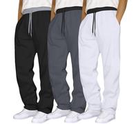 Pantalones de chándal para hombre, holgados, pantalones de chándal para hombre, 3 unidades, pantalones de entrenamiento con cordón, pantalones de ocio, cintura elástica, pantalones deportivos