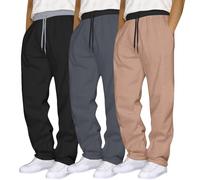 Pantalones de chándal para hombre, holgados, pantalones de chándal para hombre, 3 unidades, pantalones de entrenamiento con cordón, pantalones de ocio, cintura elástica, pantalones deportivos
