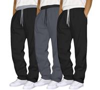 Pantalones de chándal para hombre, holgados, pantalones de chándal para hombre, 3 unidades, pantalones de entrenamiento con cordón, pantalones de ocio, cintura elástica, pantalones deportivos