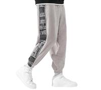 Pantalones de chándal para hombre impresos patchwork pantalones de pana cintura elástica cómodos pantalones casuales anchos hipster ropa de calle hip hop estilo japonés pantalones de chándal tallas