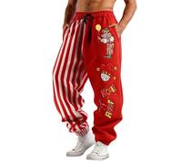 Pantalones de chándal para hombre, informales, festivos, transpirables, con estampado divertido, pantalones de ocio sueltos, cintura elástica, para carnaval, discoteca, festival, fiesta, 05-rojo, 3XL