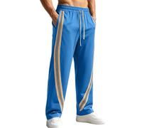 Pantalones de chándal para hombre, pantalones de entrenamiento para hombre, con rayas laterales, corte holgado, pantalones de deporte, con cordón, pantalones de chándal de pierna ancha, transpirables
