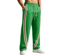 Pantalones de chándal para hombre, pantalones de entrenamiento para hombre, con rayas laterales, corte holgado, pantalones de deporte, con cordón, pantalones de chándal de pierna ancha, transpirables