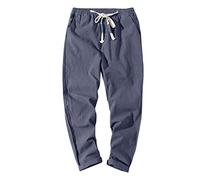 Pantalones de chándal para hombre, pantalones delgados, para hombre, color liso, cintura elástica, comodidad, Trousers, algodón, lino, transpirable, pantalones al aire libre, Jogging Baggy Legere, GY1