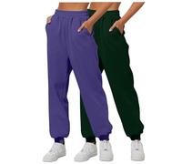 Pantalones de chándal para mujer, cintura elástica, con cordón, pantalones deportivos casuales de viaje con bolsillos, pantalones deportivos de pierna recta para mujer, Pp2., L