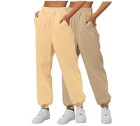 Pantalones de chándal para mujer, cintura elástica, con cordón, pantalones deportivos casuales de viaje con bolsillos, pantalones deportivos de pierna recta para mujer, Kh1, L