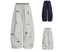 Pantalones de chándal para mujer, diseño de perro salchicha, Navidad, pantalones largos de Navidad, hip hop Y2K, pantalones de entrenamiento, pantalones de correr, pantalones cargo de pierna ancha