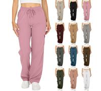 Pantalones de chándal para mujer, holgados, abiertos, largos, holgados, de cintura alta, con cordón, pantalones de yoga, de secado rápido, pantalones de tela monocolor, pantalones de deporte