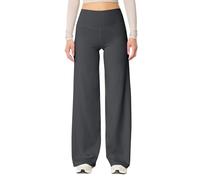 Pantalones de chándal para mujer, holgados, cintura alta, pantalones de yoga para mujer, elásticos, pierna ancha, pantalones de ocio, largos, monocolor, cómodos, de tela, ligeros, relajantes