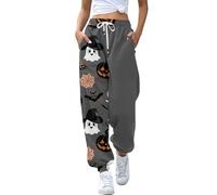 Pantalones de chándal para mujer, pantalones de Halloween, calabaza, esqueleto, estampado retro, punk, gótico, informal, pantalones largos, cintura alta, corte holgado, pantalones de entrenamiento