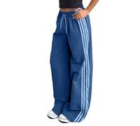 Pantalones de chándal para mujer, pantalones largos de chándal con rayas, pantalones de deporte de pierna ancha, pantalones de ocio bicolor con cintura elástica, hip hop, ropa de calle, jogger, corte