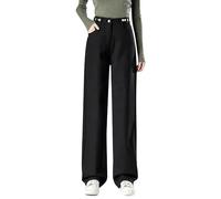 Pantalones de chándal para mujer, pierna ancha, pantalones de mezclilla de forro polar para mujer, pantalones de invierno, leggings térmicos, leggings gruesos, pantalones de pierna recta, pantalones