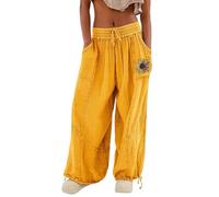 Pantalones de chándal para mujer, pierna ancha, pantalones de tela para el tiempo libre, pantalones de verano elegantes, con cintura elástica, pantalones de trabajo con cintura elástica, pantalones de