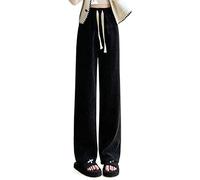 Pantalones de chándal para mujer, talla grande, pantalones deportivos con forro polar para mujer, pantalones deportivos de forro polar, leggings gruesos, pantalones para caminar, Negro, L