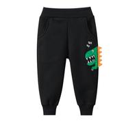 Pantalones de chándal para niños con estampado de dinosaurios, pantalones de chándal térmicos cálidos para niños, pantalones deportivos casuales para niños pequeños y niños grandes, Negro , 8-9 años