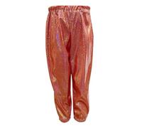 Pantalones de chándal para niños y niñas, pantalones de baile metálicos brillantes, corte holgado, para ropa moderna de hip hop, ropa de danza de calle, leggings para bebé, color azul, rojo, 7-8 años