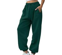 Pantalones de chándal térmicos de forro polar para mujer, pantalones de invierno gruesos y cálidos, pantalones de chándal de color sólido con cordón, holgados, casuales, para exteriores, descansar