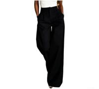 Pantalones de cintura alta y pierna ancha para mujer con bolsillos, pantalones elásticos de corte de bota para oficina, verano, negocios, casual, ropa de trabajo, talla UK (negro XL)