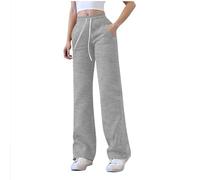 Pantalones de cintura elástica con cordón para mujer, pierna ancha, pantalones largos, casuales, color sólido, con bolsillos laterales, tela suave, cómodos, holgados, transpirables para el uso diario