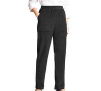 Pantalones de cordón para mujer de cintura alta, de fácil puesta, moda de principios de otoño, cómodos, para el trabajo, casuales, holgados, con bolsillos, Negro, L