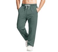 Pantalones de correr para hombre, ligeros, de pierna recta, holgados, transpirables, elásticos, cintura elástica, pantalones casuales con cordón, verde, 3XL