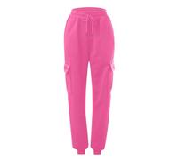 Pantalones de correr para mujer, con cordón elástico, cintura elástica, pantalones de moda para mujer, hot pink, S