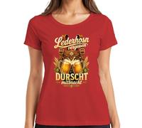 Pantalones de cuero olvidados DURSCHT mitbringcht camiseta de mujer, rojo, L
