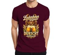 Pantalones de cuero olvidados DURSCHT traído camiseta para hombre, granate, XXL