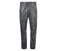 Pantalones de Cuero para Hombre Bikers Piel de Vacuno Encerada de Grano Completo Pantalones Estilo Jean Rock 501 (32", Cera Gris Negra)