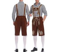 Pantalones de cuero para hombre, elegante disfraz de fiesta de cerveza, vestido de corte con botones en los tirantes para eventos al aire libre en el cine, traje deportivo de escuela secundaria