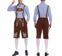 Pantalones de cuero para hombre, elegante disfraz de fiesta de cerveza, vestido de corte con botones en los tirantes para eventos al aire libre en el cine, traje deportivo de escuela secundaria