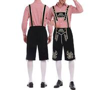Pantalones de cuero para hombre, elegante disfraz de fiesta de cerveza, vestido de corte con botones en los tirantes para eventos al aire libre en el cine, traje deportivo de escuela secundaria