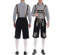 Pantalones de cuero para hombre, elegante disfraz de fiesta de cerveza, vestido de corte con botones en los tirantes para eventos al aire libre en el cine, traje deportivo de escuela secundaria