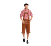 Pantalones de cuero para hombre, elegante disfraz de fiesta de cerveza, vestido de corte con botones en los tirantes para eventos al aire libre en el cine, traje deportivo de escuela secundaria