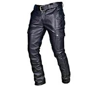 Pantalones de Cuero PU Hombre Inviernos otoño Pantalon Casual Slim Fit PU Pantalón góticos para Hombre Punk Retro Color Sólido Pantalone Impermeable Moda Fiesta Informal Pants Jeans Trouser
