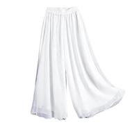 Pantalones de Danza Amplios Pantalones De Pierna Ancha De Gasa For Mujer, Pantalones De Yoga, Pantalones De Bailarina, Ropa De Práctica De Baile De Dos Capas, Pantalones De Baile Sueltos(White,M)