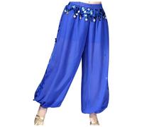 Pantalones de Danza del Vientre Elegantes para Mujer, Pantalones de Baile de Gasa con Abertura y Pierna Ancha, Pantalones con Lentejuelas (Dark Blue, One Size)