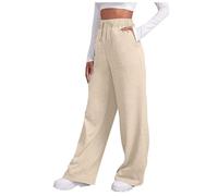Pantalones de deporte para mujer, de verano, ligeros, palazzo, de tela, con bolsillos, largos, para fitness, verano, pantalones deportivos, elásticos, cintura elástica, pantalones anchos, pantalones