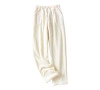 Pantalones de deporte para mujer, holgados y gruesos, para dormir en casa, otoño e invierno, pantalones de carga de gran tamaño, blanco, L