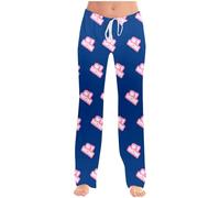 Pantalones de deporte para niños, pantalones largos para niños, diseño de imagen DIY, sentido, cintura alta, originalidad, pantalones casuales, azul, 12-13 años