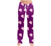 Pantalones de deporte para niños, pantalones largos para niños, diseño de imagen DIY, sentido, cintura alta, originalidad, pantalones casuales, morado, 4-5 años