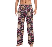 Pantalones de Dormir Casuales Personalizados para San Valentín: Ropa de Dormir Personalizable para él, Pantalones Holgados y cómodos para Relajarse Todo el día. (Black, XXXL)