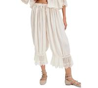 Pantalones de encaje Y2K para mujer, cintura elástica, pantalones largos con volantes, pantalones cortos de pijama de algodón, pantalones capri de verano, pantalones culottes cortos para dormir
