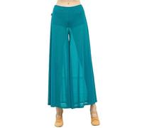 Pantalones de Entrenamiento de Danza Clásica Pantalones de Baile clásico for Mujer, pantalón Holgado Pierna Ancha, con Malla Cristal Plateado, Ropa Que Fluye, rima Corporal(C)