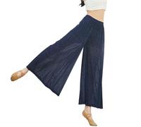 Pantalones de Entrenamiento de Danza Clásica Pantalones de Baile clásico for Mujer, pantalón Holgado Pierna Ancha, con Malla Cristal Plateado, Ropa Que Fluye, rima Corporal(E)