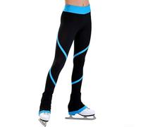 Pantalones de entrenamiento de patinaje artístico para mujer, leggings a rayas, elásticos, ajustados, tela transpirable para práctica de pista y competición ligera, calentamientos, talla M (XL)