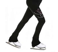 Pantalones de entrenamiento de patinaje para mujer con adornos de diamantes de imitación, transpirables y absorben el sudor para una práctica prolongada de hielo (S)