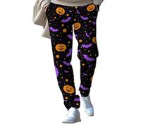 Pantalones de entrenamiento largos para hombre, pantalones largos de Halloween con goma elástica, pantalones de softshell con cordón y bolsillos, pantalones de tiempo libre, estampado de calabaza