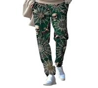 Pantalones de entrenamiento largos para hombre, pantalones largos de Halloween con goma elástica, pantalones de softshell con cordón y bolsillos, pantalones de tiempo libre, estampado de calabaza