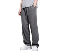 Pantalones de entrenamiento para hombre, de algodón, anchos, deportivos, largos, ligeros, holgados, con estampado de gofres, pantalones de jogging, rectos, lisos, elásticos, holgados, cómodos
